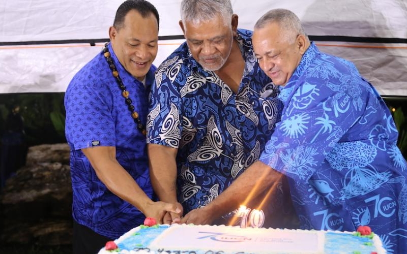 SPREP DG, Mr Kosi Latu, MNRE CEO, Ulu Bismarck Crawley and IUCN Oceania Regional Director, Mason Smith