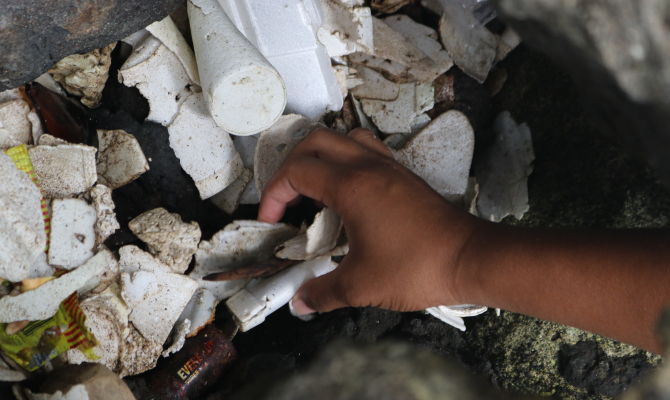 Picking rubbish