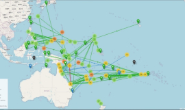 A visual representation of turtle movements around the Asia-Pacific region developed from TREDS. 